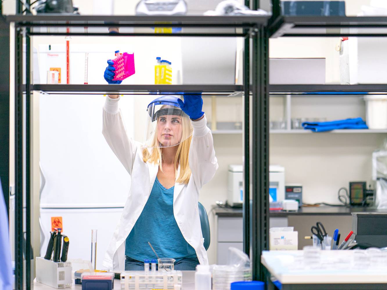 student in a research lab